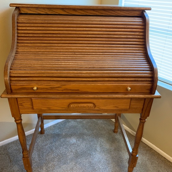 Office Traditional Style Solid Wood Rolltop Desk Poshmark